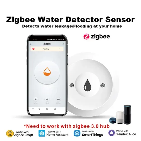 Zigbee Tuya Smart Water Leak Detector Flood Sensor App Alert Overflow Alarm US