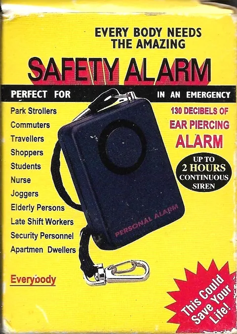 SAFTEY ALARM - 130 EAR PIERCING DECIBELS - UP TO TWO HOURS CONTINUOUS SIREN