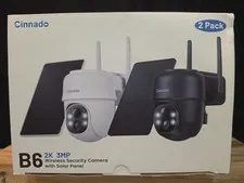 NEW Cinnado B6 2K 3MP Wireless Security Camera With Solar Panel 2 Pack