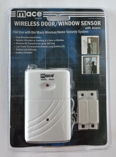 Mace Wireless Door or Window Sensor with Alarm Model 80356 White Brand New