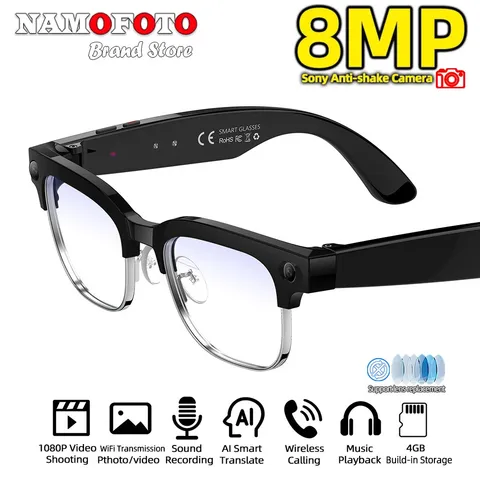 2026 New AI Translation Smart Glasses 4GB 8MP Camera 1080P Video Recording Photo