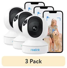 (3 Pack)  E1 4MP Pan & Tilt Indoor DC Wi-Fi Security Camera with 360° Coverage,