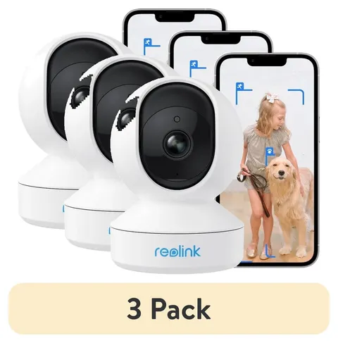 (3 Pack)  E1 4MP Pan & Tilt Indoor DC Wi-Fi Security Camera with 360° Coverage,