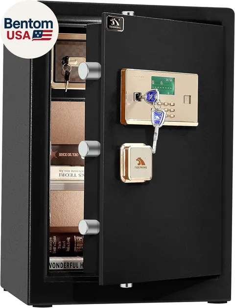 Safe Box,Home Safe,Large Security Box with Double Safety Key Lock and Password f