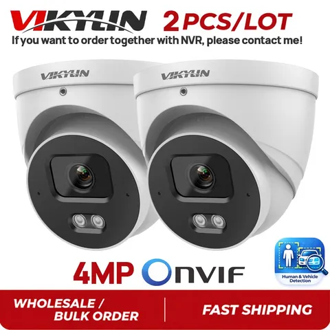 2 Pack Vikylin 4MP POE IP Camera Outdoor Indoor IR 30M Audio Onvif Wired IVS US