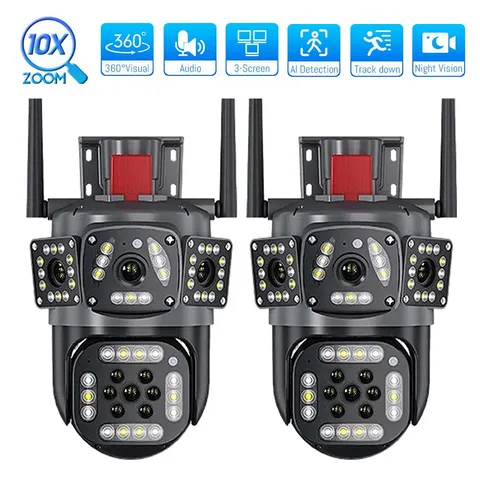 2PCS 2 Lens Camara De Seguridad 4K WiFi Para Exterior Con Vision Nocturna Video