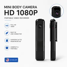 Mini Body Camera HD 1080P Portable Video Recorder Security Cam No WiFi Needed