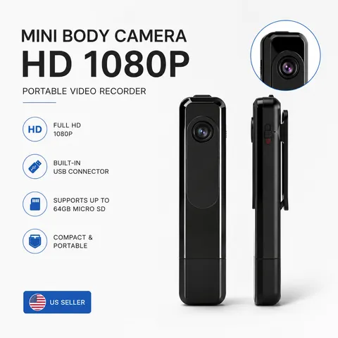 Mini Body Camera HD 1080P Portable Video Recorder Security Cam No WiFi Needed