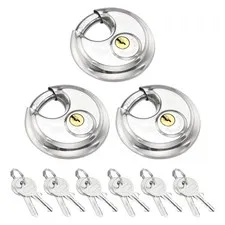 Disc Padlock, (2-3/4" Wide Body, 11/32" Shackle)(3PCS), Stainless Steel