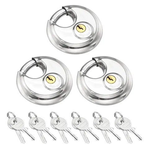 Disc Padlock, (2-3/4" Wide Body, 11/32" Shackle)(3PCS), Stainless Steel