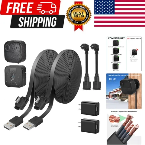 2Pack Weatherproof 30ft/9m Power Cable for Blink Outdoor 4 4th Gen, Blink Out...