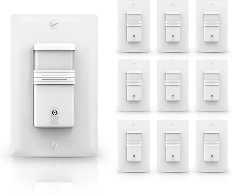 10-Pack Motion Sensor Light Switch, PIR Activated, Neutral Wire Required