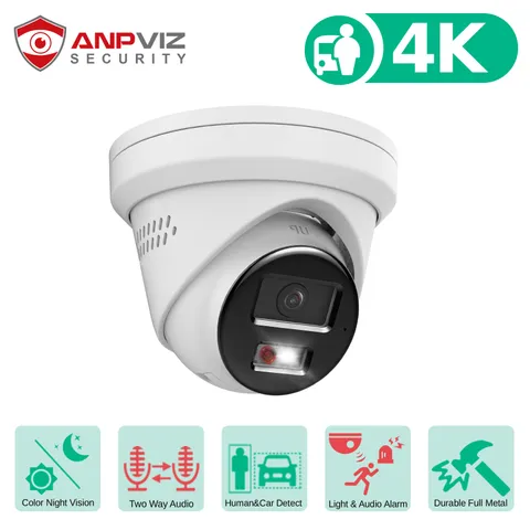 Anpviz 8MP 4K IP PoE Security Camera Outdoor Color Night Vision 2 Way Audio IP67