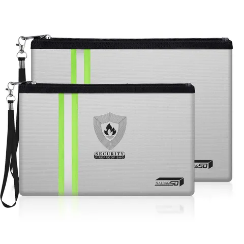 Fireproof Bag for Documents and Money - 2-Pack Waterproof Fire Safe Pouch wit...