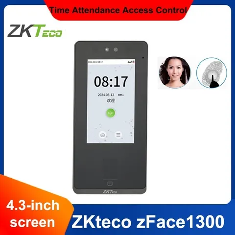 ZKTecon zFace1300 Time Fingerprint Facial Recognition Access Control Terminal