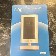 used Ring Outdoor Cam Plus 2K Battery Wi-Fi Wireless Motion Night Vision White