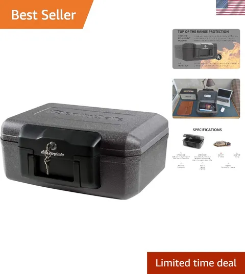 Durable Fireproof Lock Box with Key - Protect Documents & Valuables, 0.18 Cu Ft