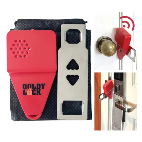 Goldy Lock Portable Alarm and Hotel Door Lock for Home & Travel Security. Doo...