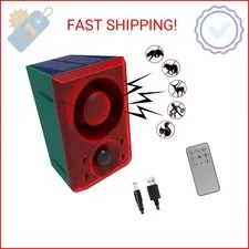 QXMH Solar Outdoor Motion Sensor Alarm - Dog Barking&Gunshot Sound 130db Motion