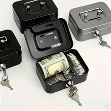 Durable Portable Lockable Cash Box Secure Money Storage fits Daily Organization