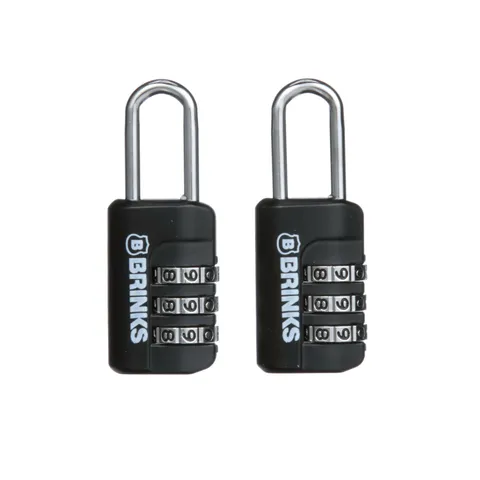 Brink's 2-PK COMBO 3-DIAL COMBINATION RESETTABLE PADLOCK 22mm STANDARD SECURITY