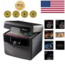 Black Fireproof & Waterproof Safe 0.65ft³ for Vital Document Protection