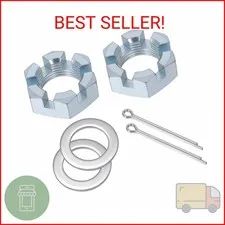 2 Set Trailer Axle Nut Kit Castle Nut Kit for 1" Shaft Spindle, Includes 1" Shaf