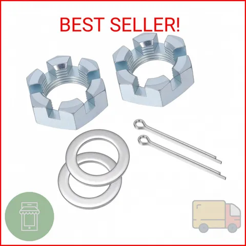 2 Set Trailer Axle Nut Kit Castle Nut Kit for 1" Shaft Spindle, Includes 1" Shaf