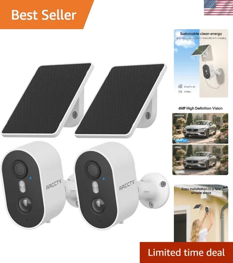 Weatherproof Solar Security Camera System with Dual-Band WiFi & Motion Detection
