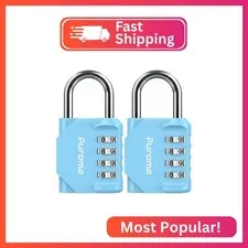 Puroma 2 Pack Combination Lock Locker 4 Digits Combo Padlock Gym Sky Blue