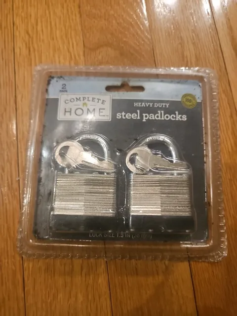 Complete Home Heavy Duty Steel Padlocks 2 Pack Laminated Steel For Strength