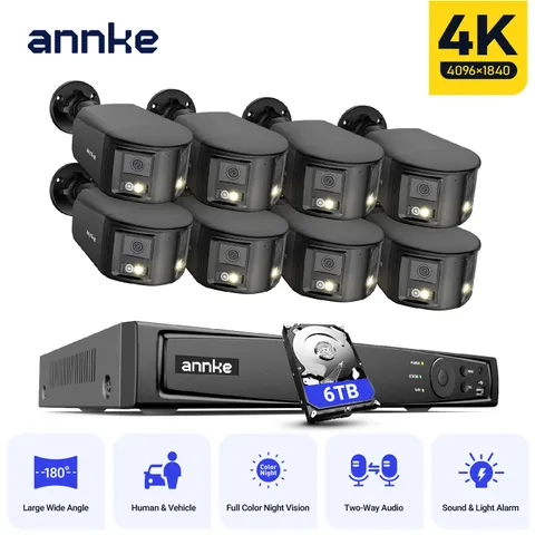 ANNKE 8CH NVR 4K POE 180° Dual Lens Security Camera System 8MP Two Way Audio AI