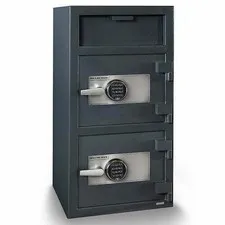 Hollon FDD‑4020EE Double Door Depository Safe, Electronic Lock, 258 lbs, Gray