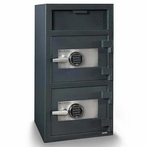 Hollon FDD‑4020EE Double Door Depository Safe, Electronic Lock, 258 lbs, Gray