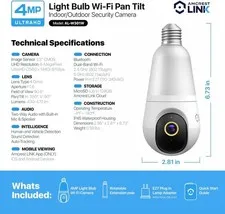 Amcrest Link 4MP Light Bulb WiFi Camera AL-L411W