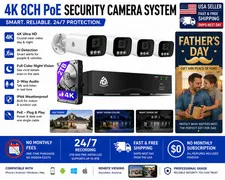 4K PoE Camera System 8CH NVR 4 Wired Cameras 2-Way Audio 2TB HDD Kit
