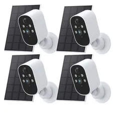 4Pcs 1080P Wireless Solar Powered Security Camera System 2K WiFi Battery Camera