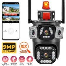 9MP 3 Lens 10X HD WiFi IP Camera Wireless Outdoor CCTV PTZ Home Security IR Cam