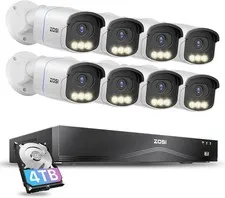 ZOSI 16CH 4K PoE NVR Security Camera System Aurora Lux Outdoor PoE Cameras IP66