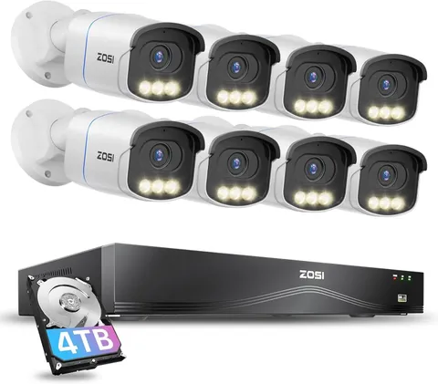 ZOSI 16CH 4K PoE NVR Security Camera System Aurora Lux Outdoor PoE Cameras IP66