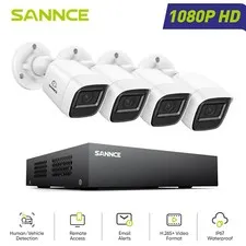 SANNCE 8CH DVR Outdoor 1080P CCTV Security Camera System 66ft EXIR Night Vision