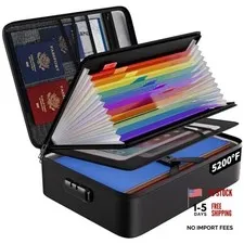 Fireproof File Organizer Bag with 13 Colorful Black 13 Pockets - Colorful