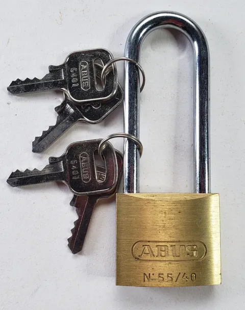 Vintage ABUS 55/40 Brass Padlock  With 4 Keys WORKS