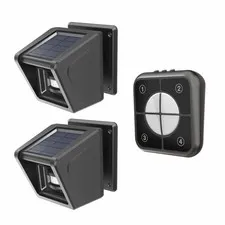 Driveway Alarm- Long Range & 30 Chimes Wireless Solar Motion Sensor IP65 2 Pack