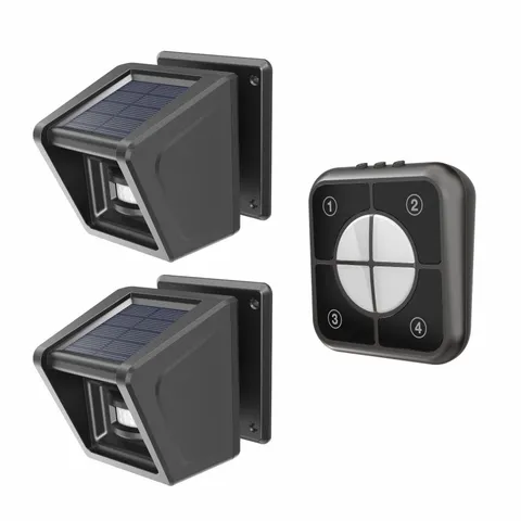 Driveway Alarm- Long Range & 30 Chimes Wireless Solar Motion Sensor IP65 2 Pack