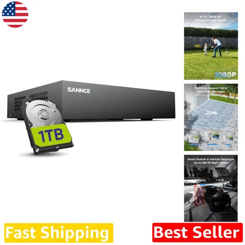 Pro 8-Channel 1080P DVR 1TB Drive HDMI Output Motion Detection