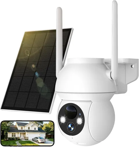Solar Security Camera Wireless Outdoor | PIR Human Detection, Color Night Vision