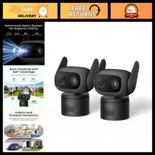 Indoor/Outdoor Security Cameras 2-Pack, IP66, Color Night Vision, 360° Pan/Tilt,