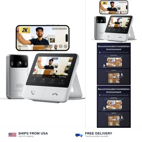 SwitchBot Video Doorbell Camera Wireless with Monitor, No Subscription, 4.3 I...