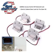 4/8/20x Access Control 12V Solenoid Lock – Electric Cabinet Door Lock for Fire D